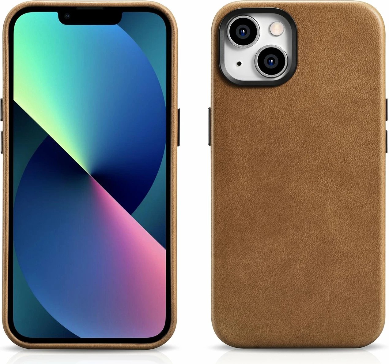 Mbështjellës iCarer Oil Wax Premium Leather me MagSafe për iPhone 14, Kafe