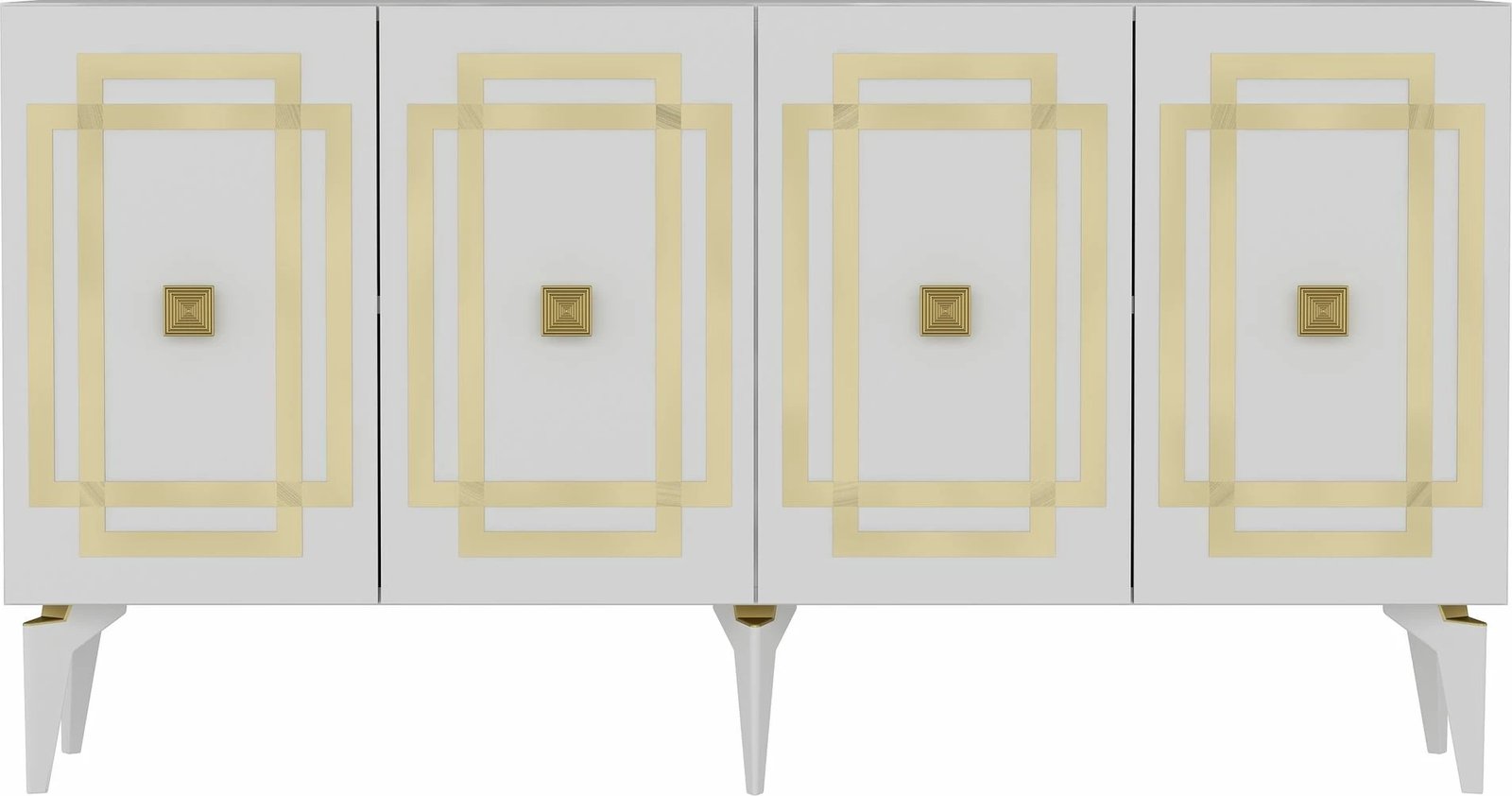 Konsol Skye Decor, ngjyrë e bardhë dhe ari, Lotus