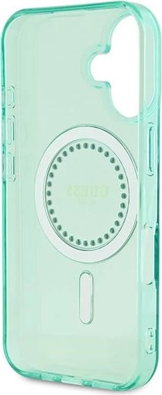 Mbështjellës Guess IML Rhinestones MagSafe për iPhone 16, Gjelbër Mbështjellës Guess IML Rhinestones MagSafe për iPhone 16, Gjelbër