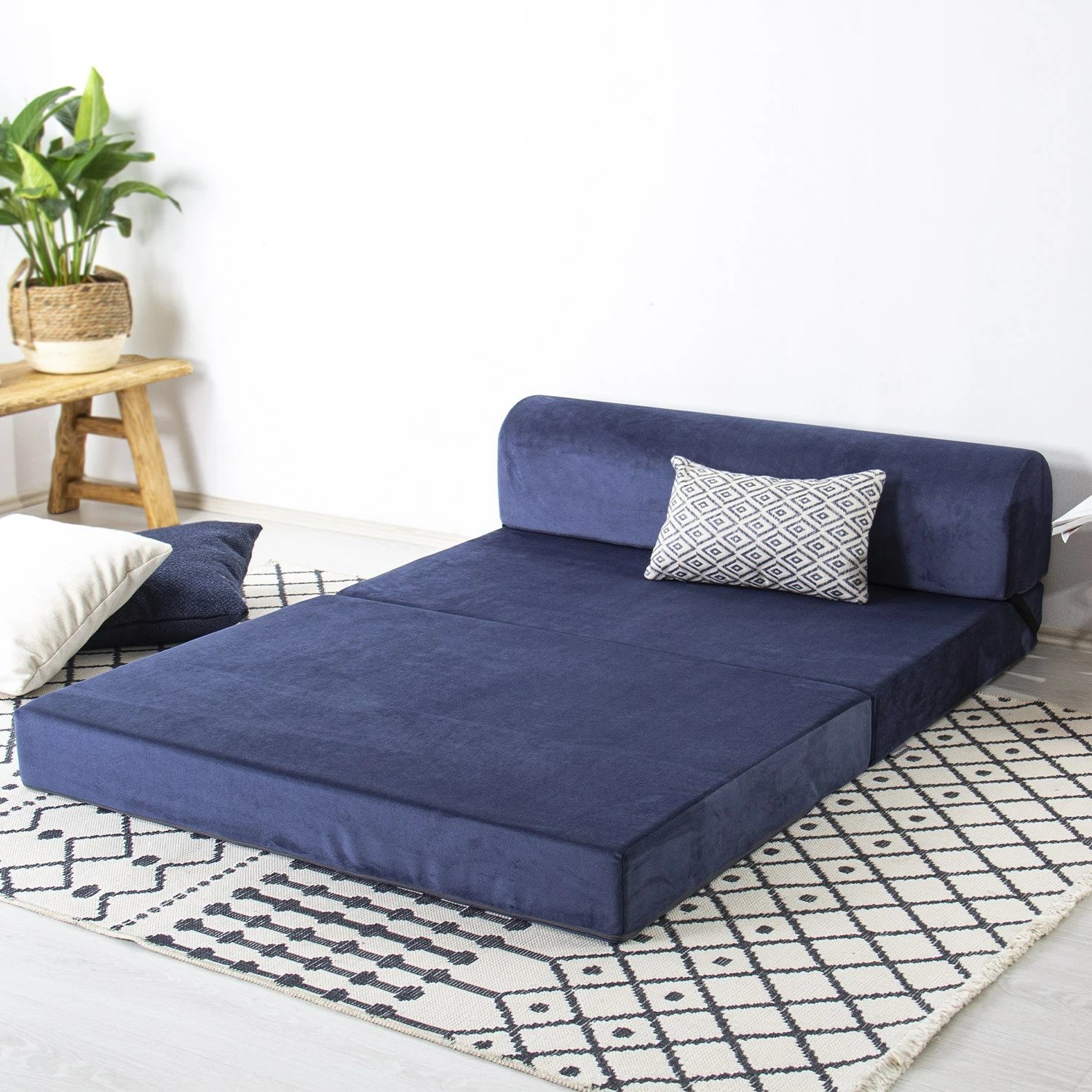 Divan-krevat dy vendësh, kadife blu, Atelier del Sofa, Magic