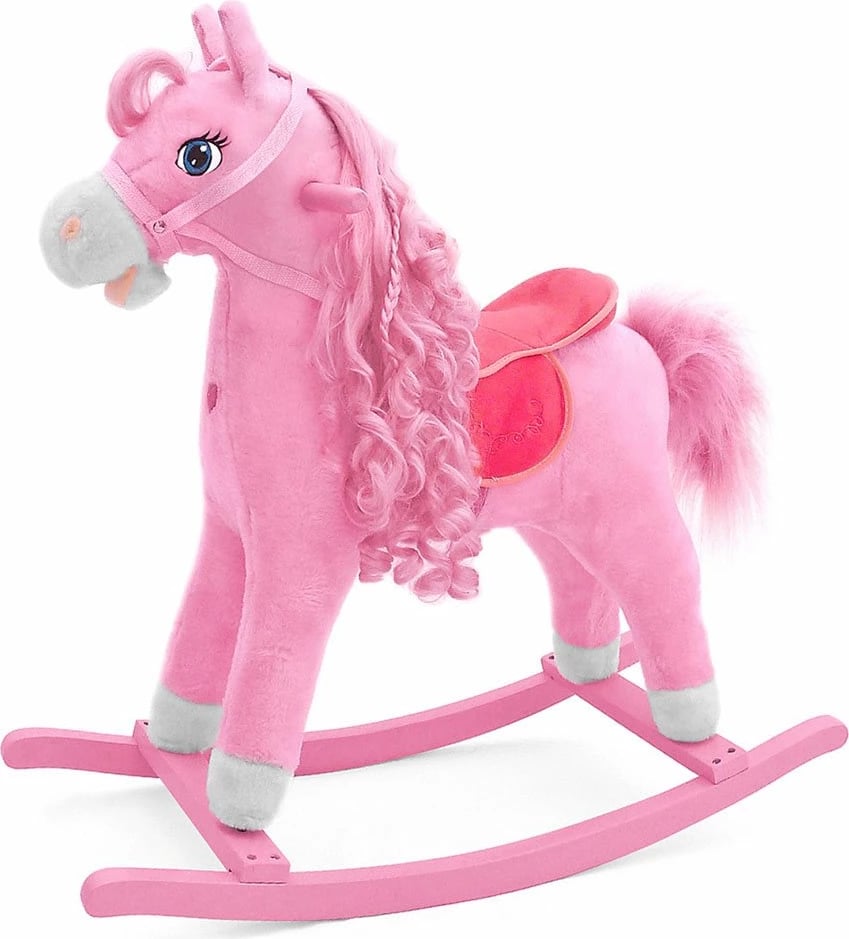 Kalë lëkundës, Milly Mally, Princess, me melodi dhe lëvizje bishti/goje, pelush, deri 30 kg, 18+ muaj, rozë