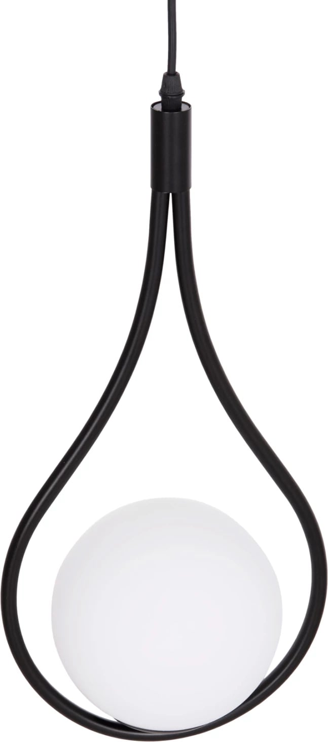 Llambë tavani varëse Droplet, metal i zi, glob i bardhë qumështor, FH7503.11, 23.5x12x147cm Llambë tavani varëse Droplet, metal i zi, glob i bardhë qumështor, FH7503.11, 23.5x12x147cm