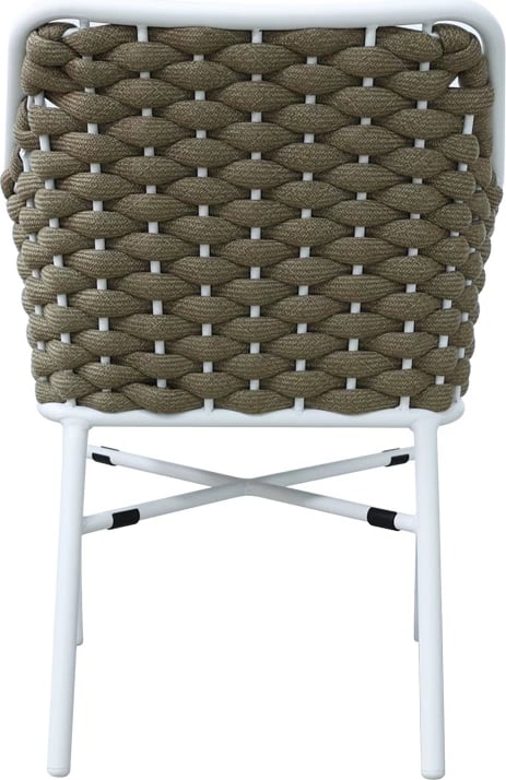 Karrige me krahë Ortegia, alumini, e bardhë, litar kaki, 57x62x82cm