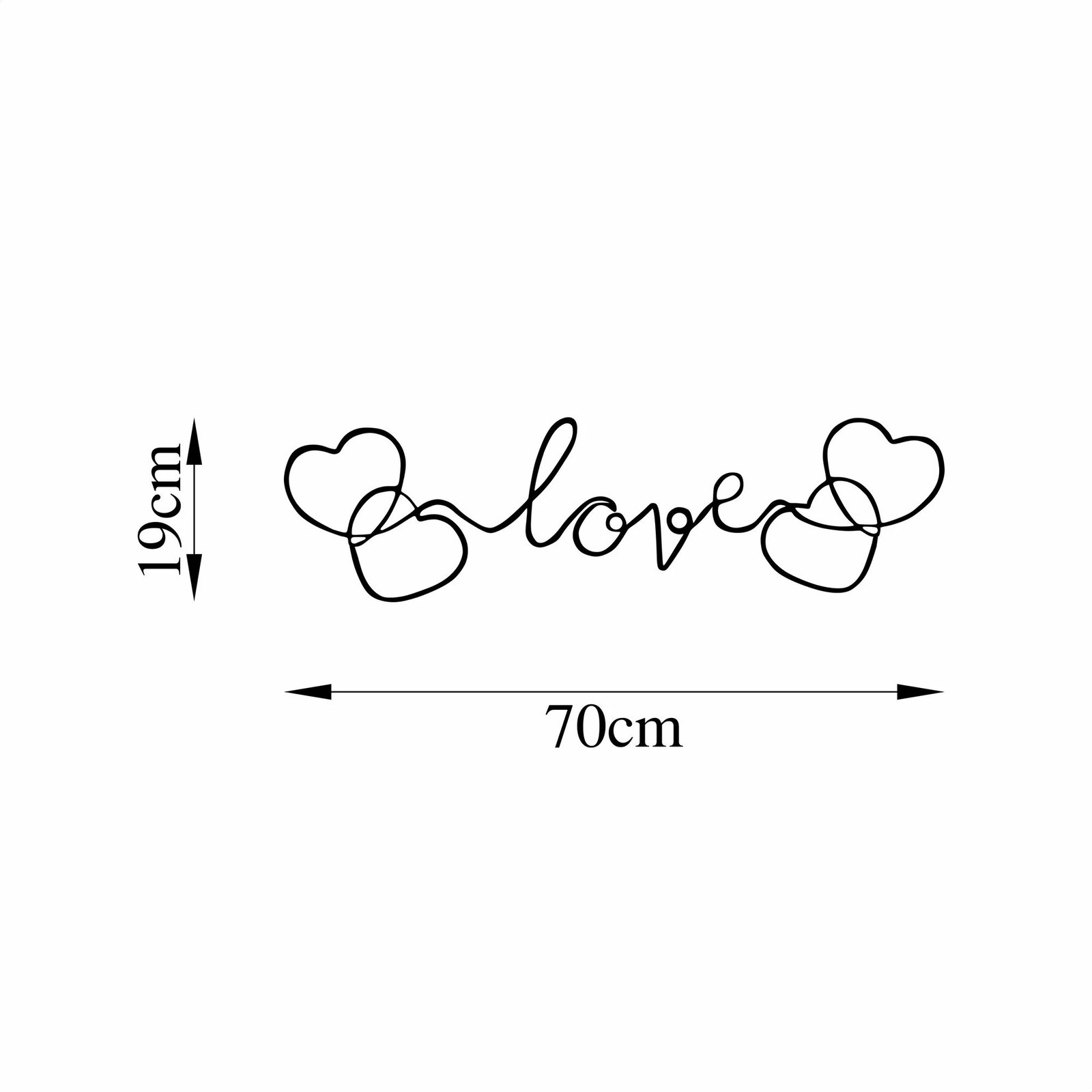 Aksesor dekorativ metalik për mur, Wallity, Love - 491