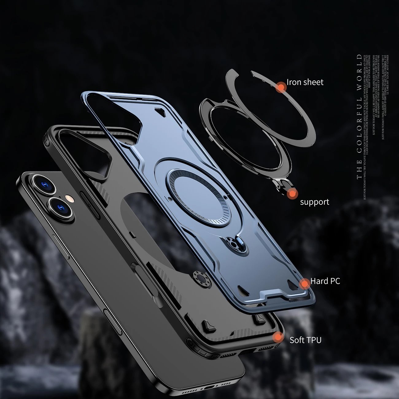 Mbështjellës Hurtel Hybrid Armor Trendy me MagSafe për iPhone 16 Plus, Blu