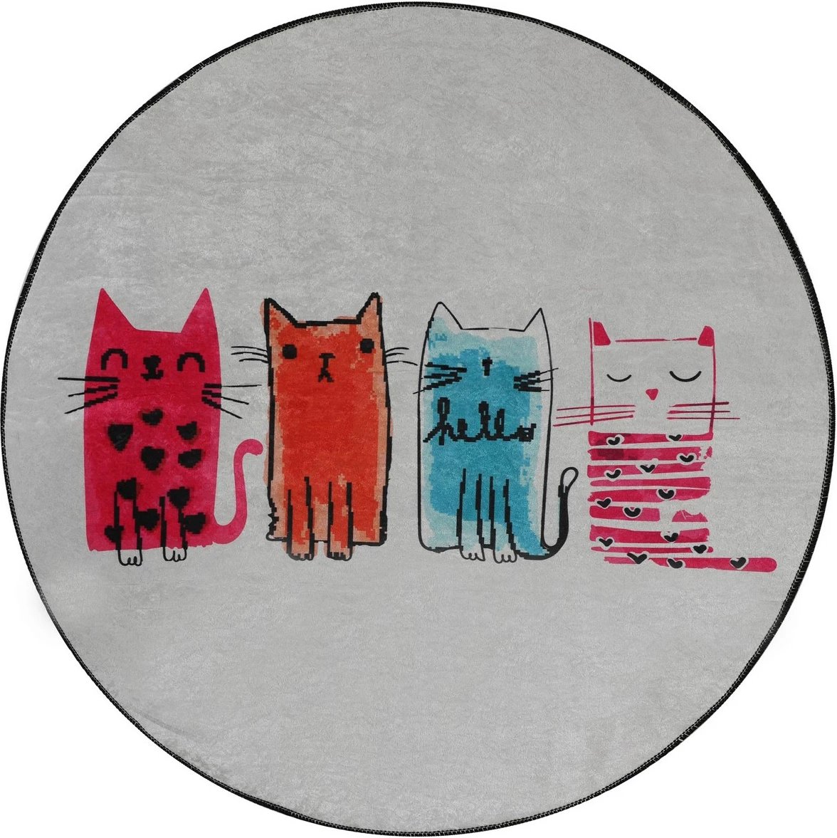 Tapet për banjo Mijölnir, dizajn me mace të vogla, shumëngjyrësh, 100cm