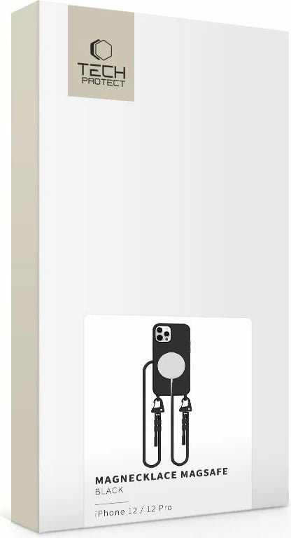 Mbështjellës Tech-Protect Magnecklace për iPhone 12/12 Pro, MagSafe, i zi me litar