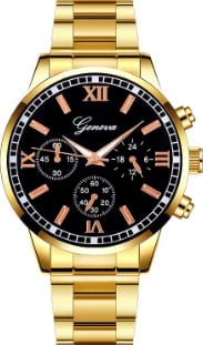 Orë dore Geneva, e artë dhe e zezë me numra romak | foleja