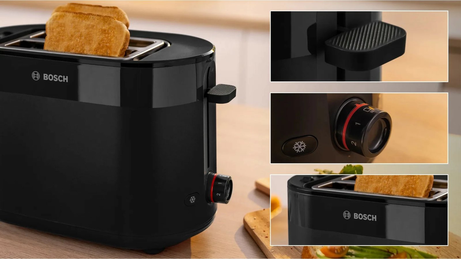 Tostues Bosch TAT2M123, 2 feta, plastikë, 950W, i zi