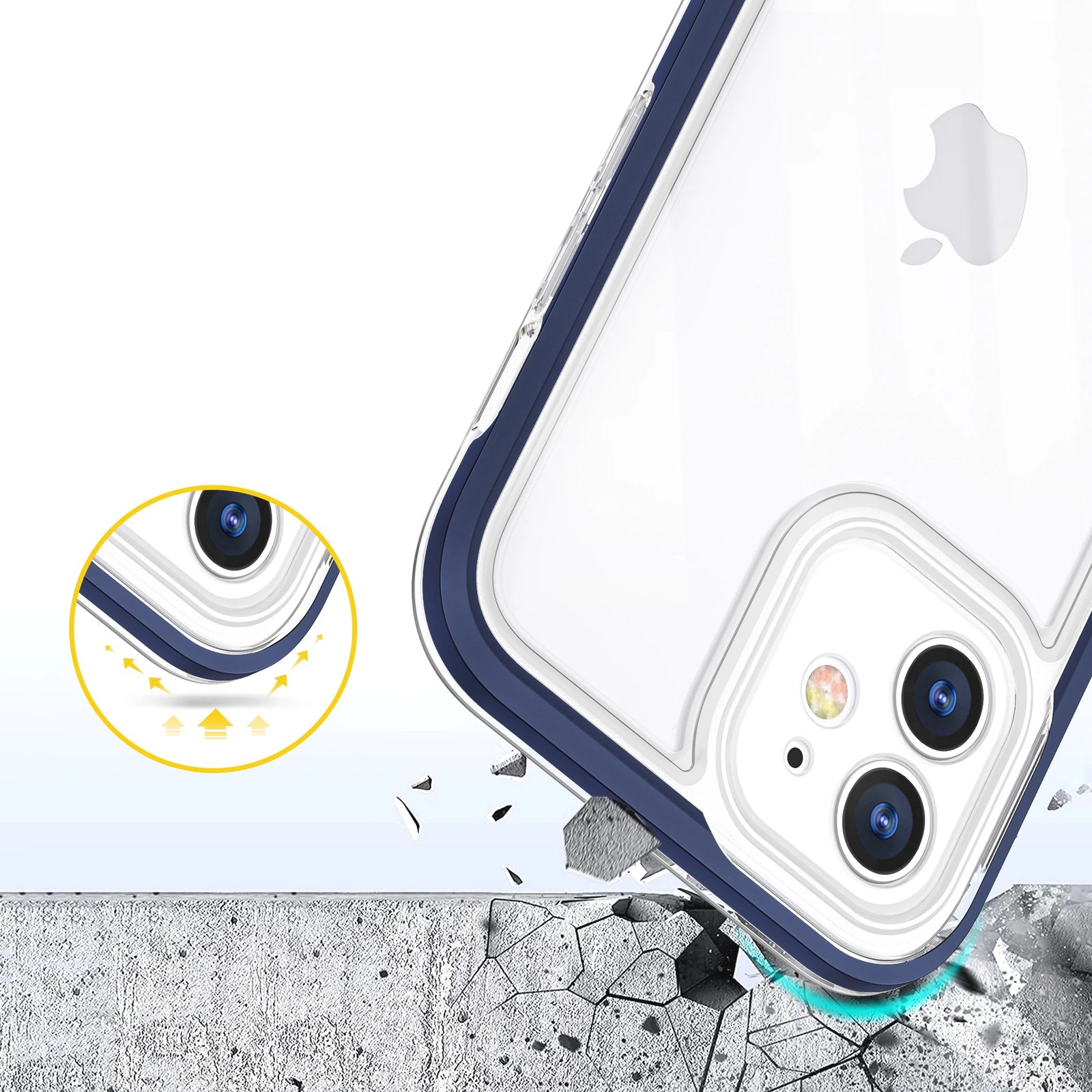 Mbështjellës Hurtel Hybrid Armor Clear 3 in 1 për iPhone 12, Kaltër/Transparent