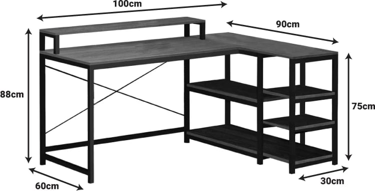Tebul qoshe për kompjuter, ngjyrë lisi e çelët, 100x60x88cm