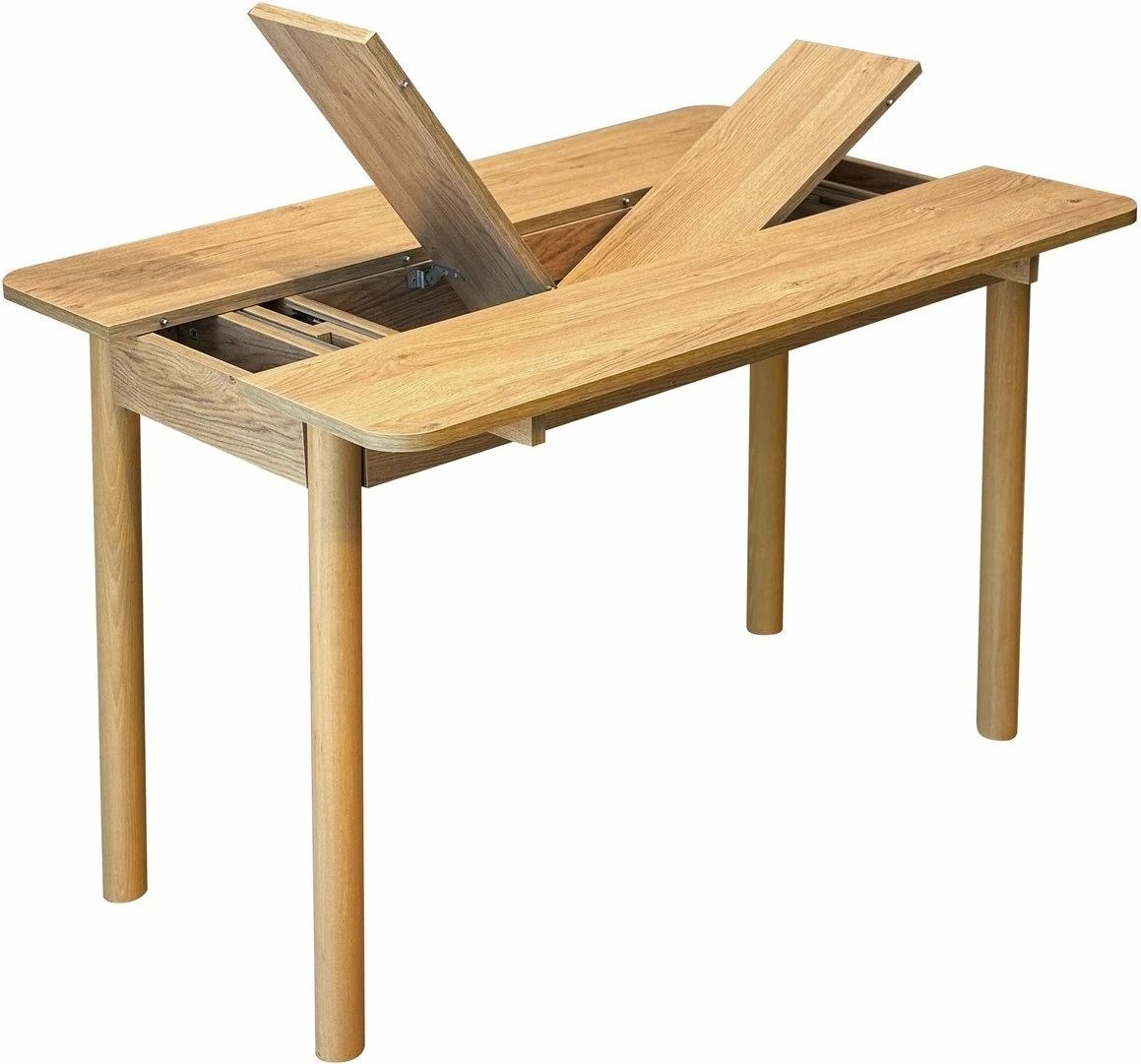 Set tavolinë me karrige për ngrënie, zgjatues, 6 pjesë, Skye Decor, Vina Mini 03 0701, ngjyrë lisi, Soho gri