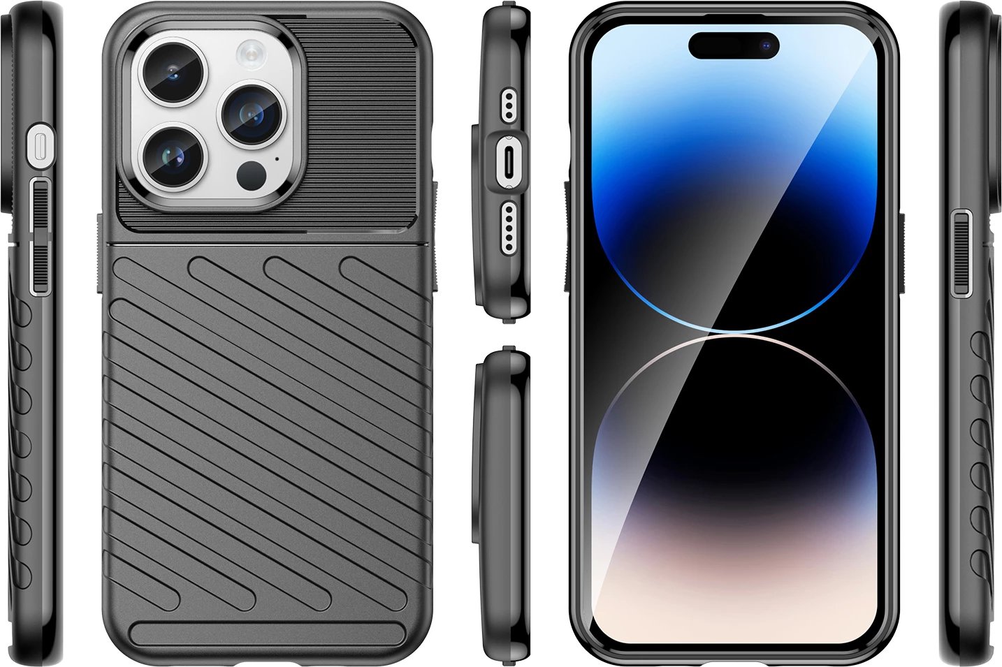 Mbështjellës Hurtel Thunder Case për iPhone 14 Pro Max, i zi
