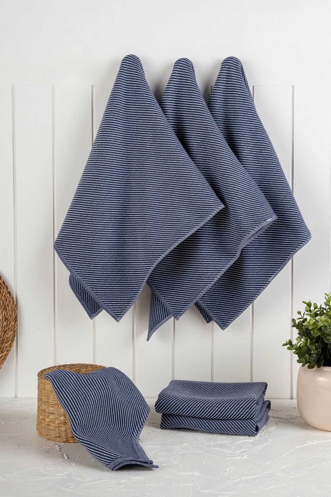 Set peshqirësh kuzhine (6 copë), Hermia Eloise, ngjyrë kaltër e errët