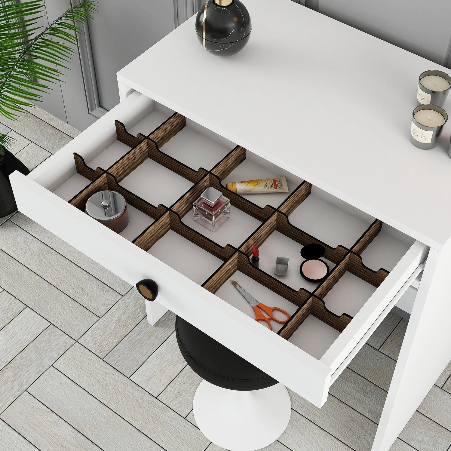 Tavolinë grimi Hanah Home, Lizbon, e bardhë