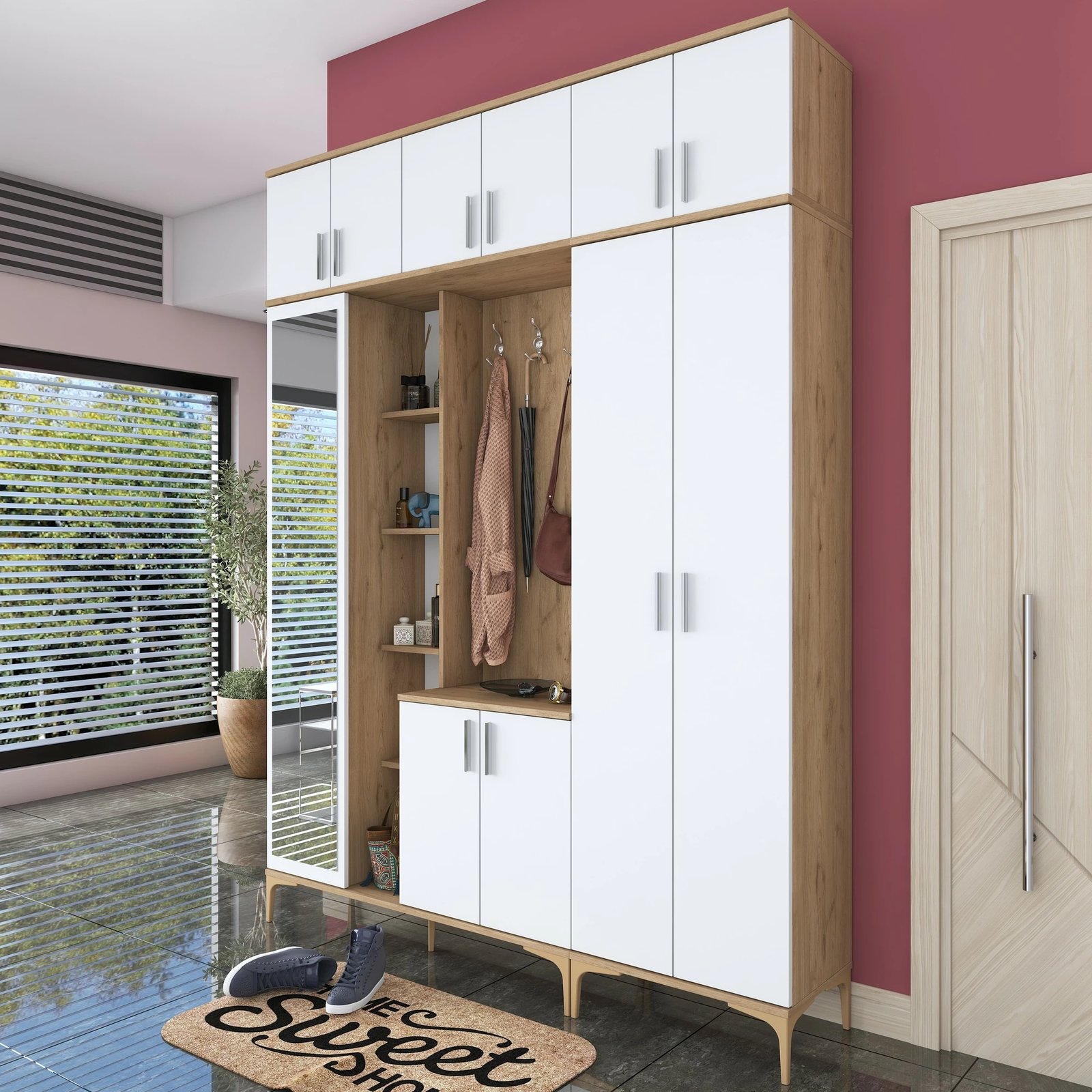 Stendë korridori Hanah Home, EA121 - 2765, ngjyrë arrë dhe e bardhë