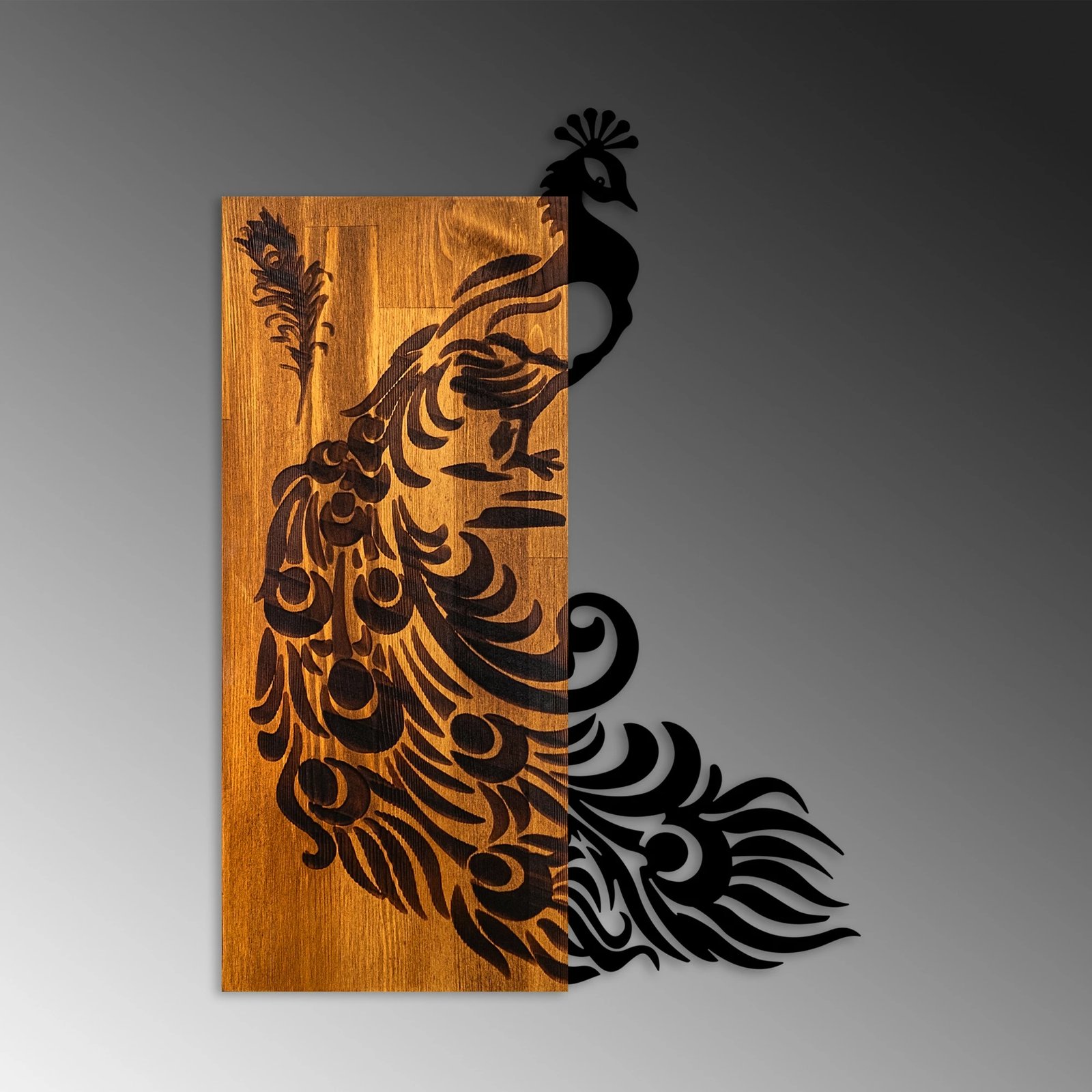 Aksesor dekorativ prej druri për mur, Wallity, pallua, ngjyrë arre dhe e zezë