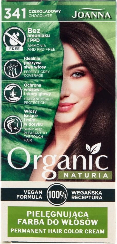 Ngjyrë për flokë për femra Joanna Naturia Organic 341 Chocolate, 1 copë