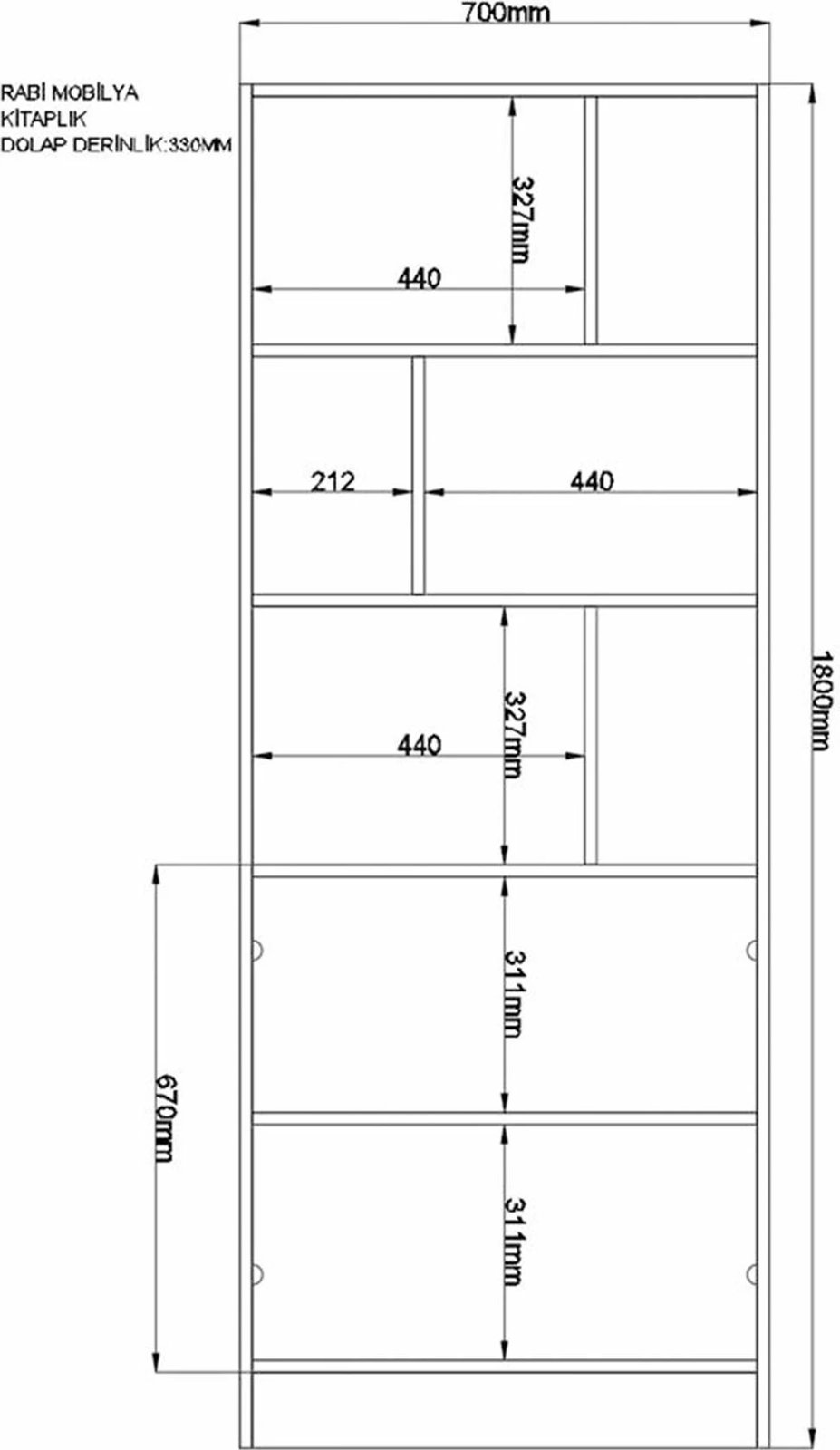 Raft librash Skye Decor, ngjyrë e bardhë mat, RB-117