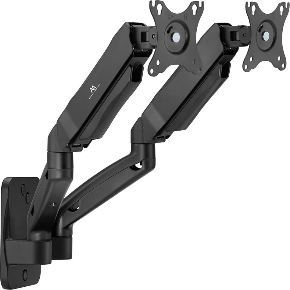 Mbajtës muri për dy monitorë Maclean MC-988, 17-32 inç, sustë mekanike, i zi