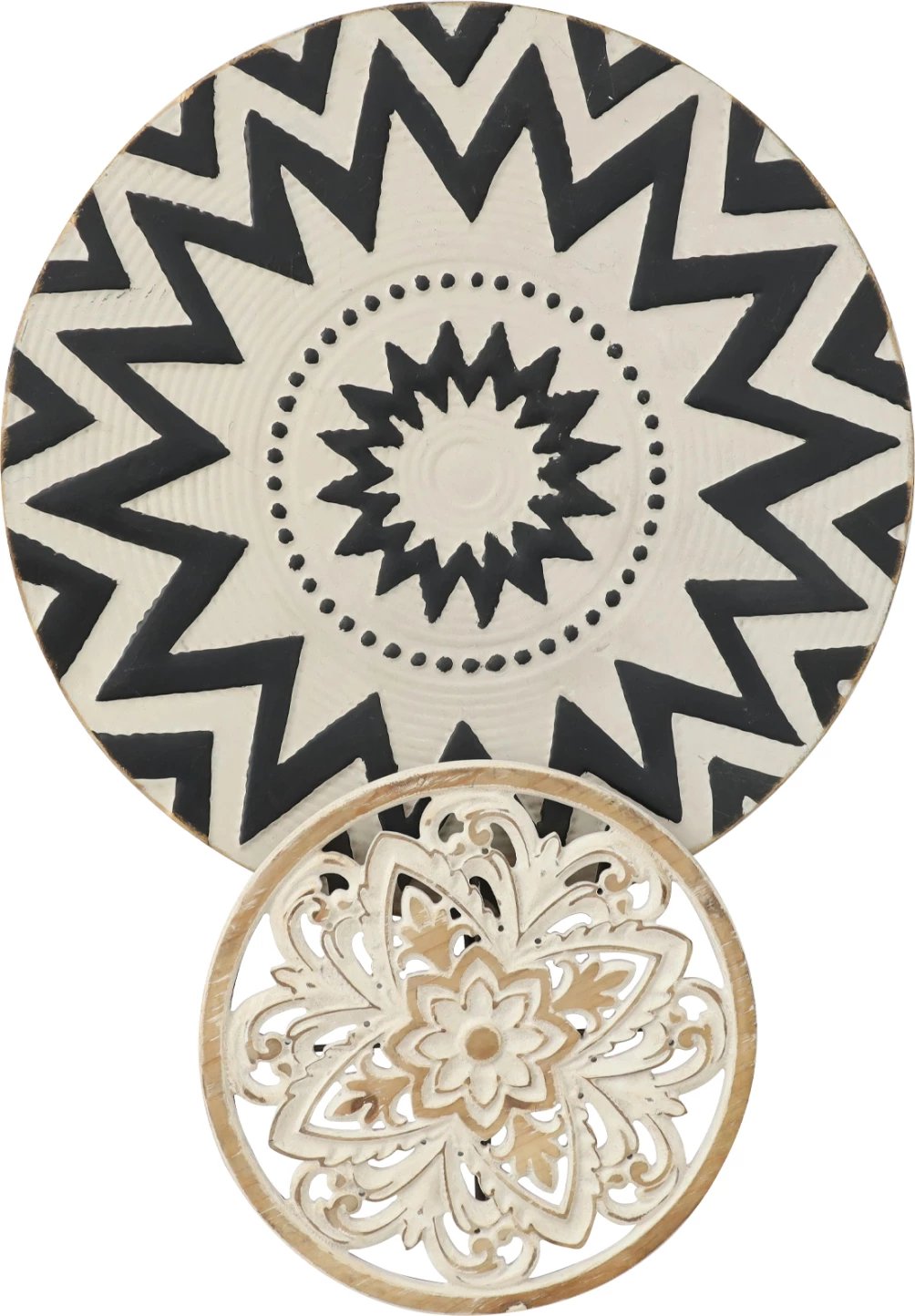 Dekor muri FH7554 metal 2-pjata stil nomad - e zezë, bezhë, e bardhë