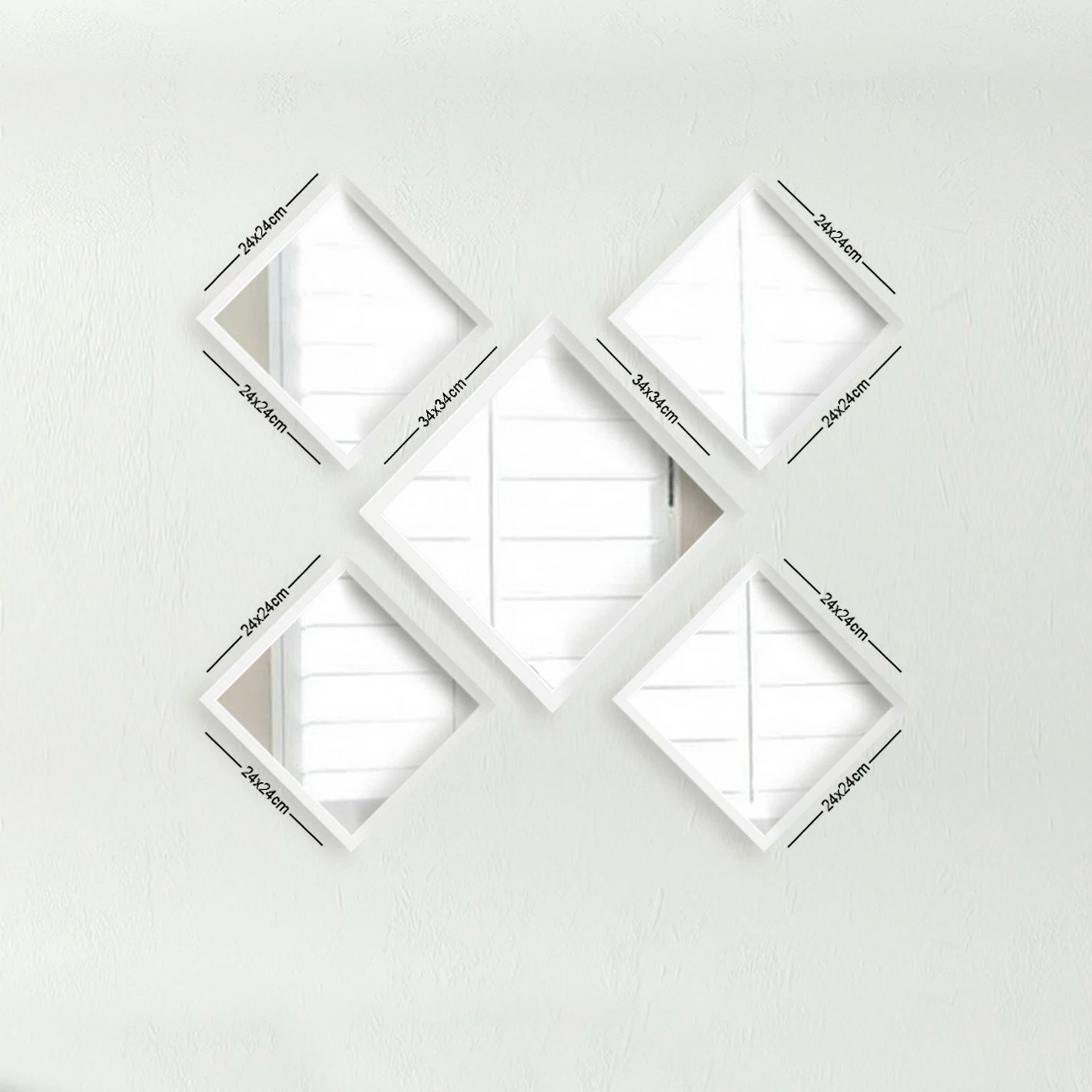 Set pasqyrash (5 copë), Wallity, SETAYNA_054, e bardhë dhe argjend