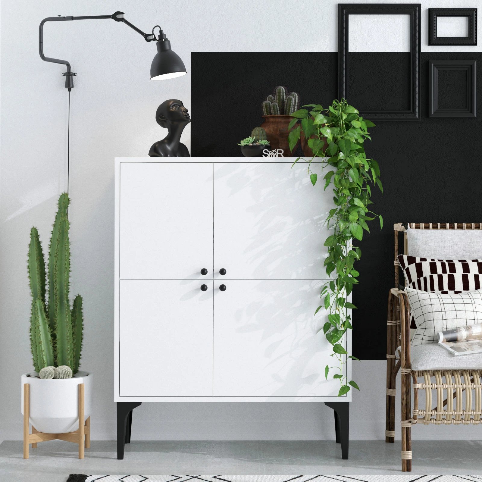 Konsolë Hanah Home, Moon, ngjyrë e bardhë, 90x115x35cm