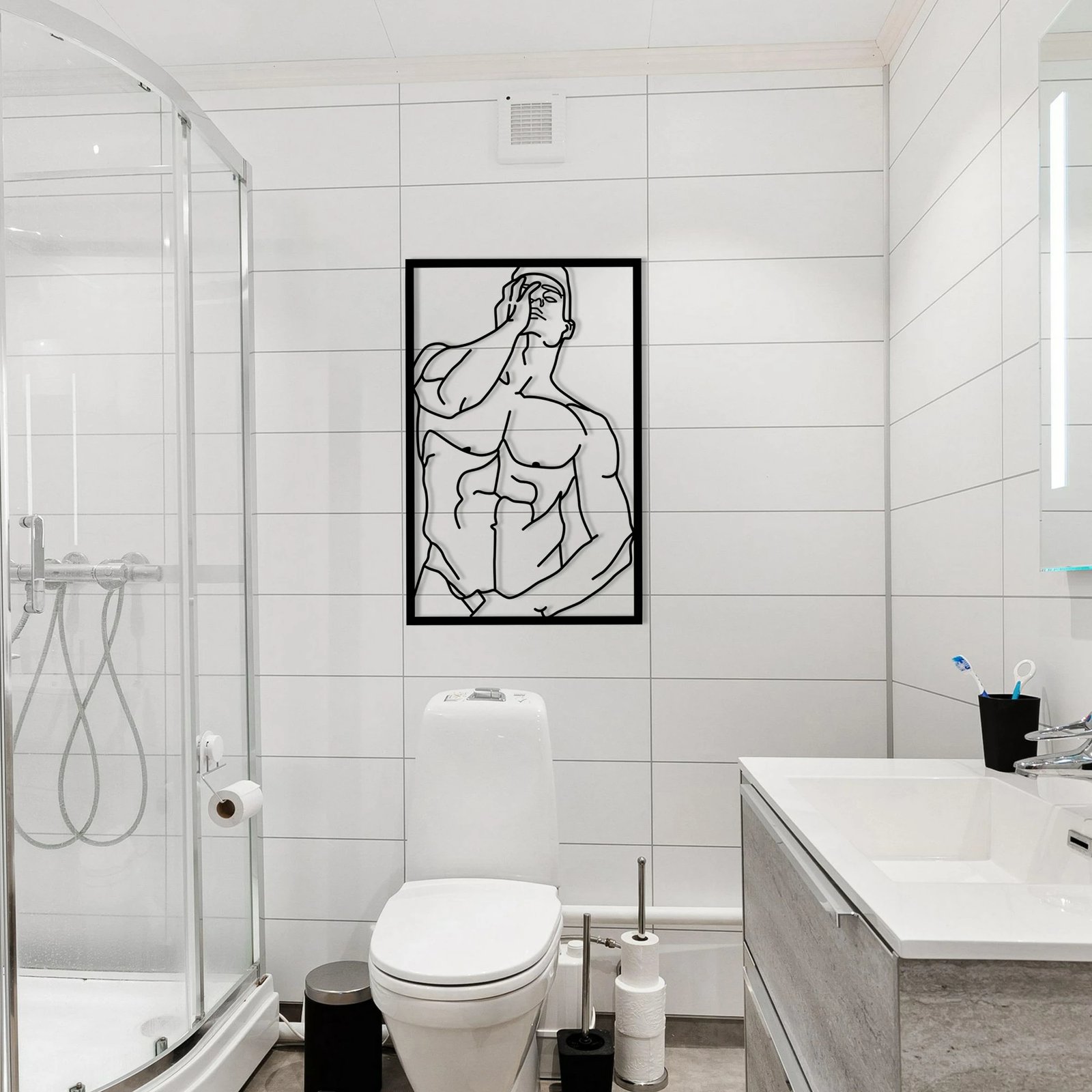 Aksesor dekorativ metalik për mur, pozë mashkulli muskulor, Wallity