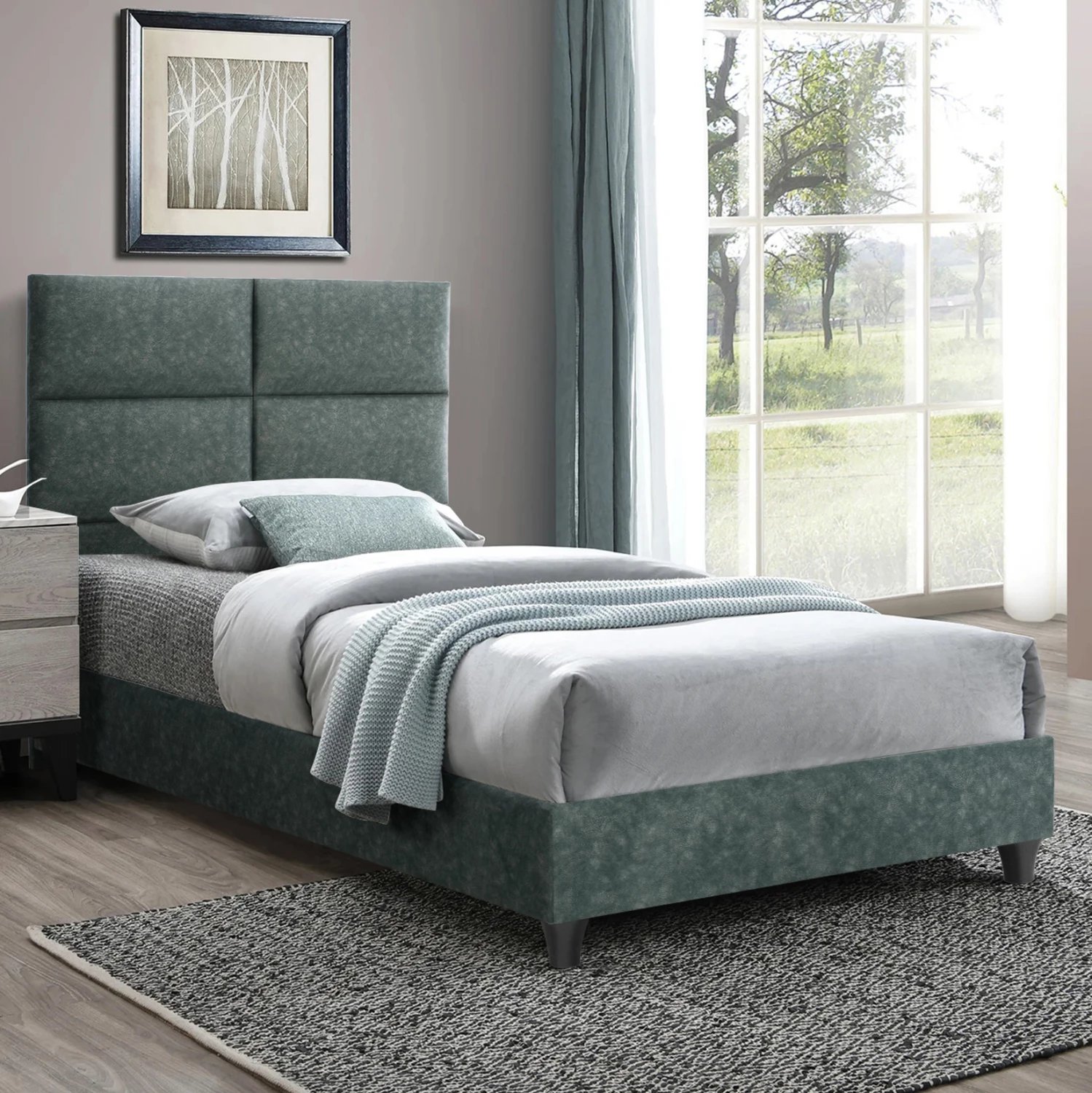 Krevat MILO FH652.27, material lëkure NUBUCK, 90x200 cm