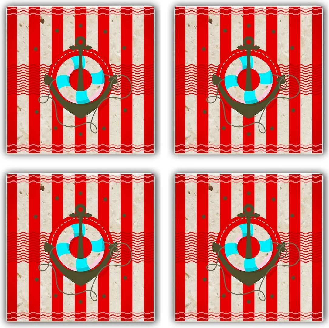 Nën gota prej guri natyral, shumëngjyrëshe, set prej 4 copash, Hermia, TBA5110324