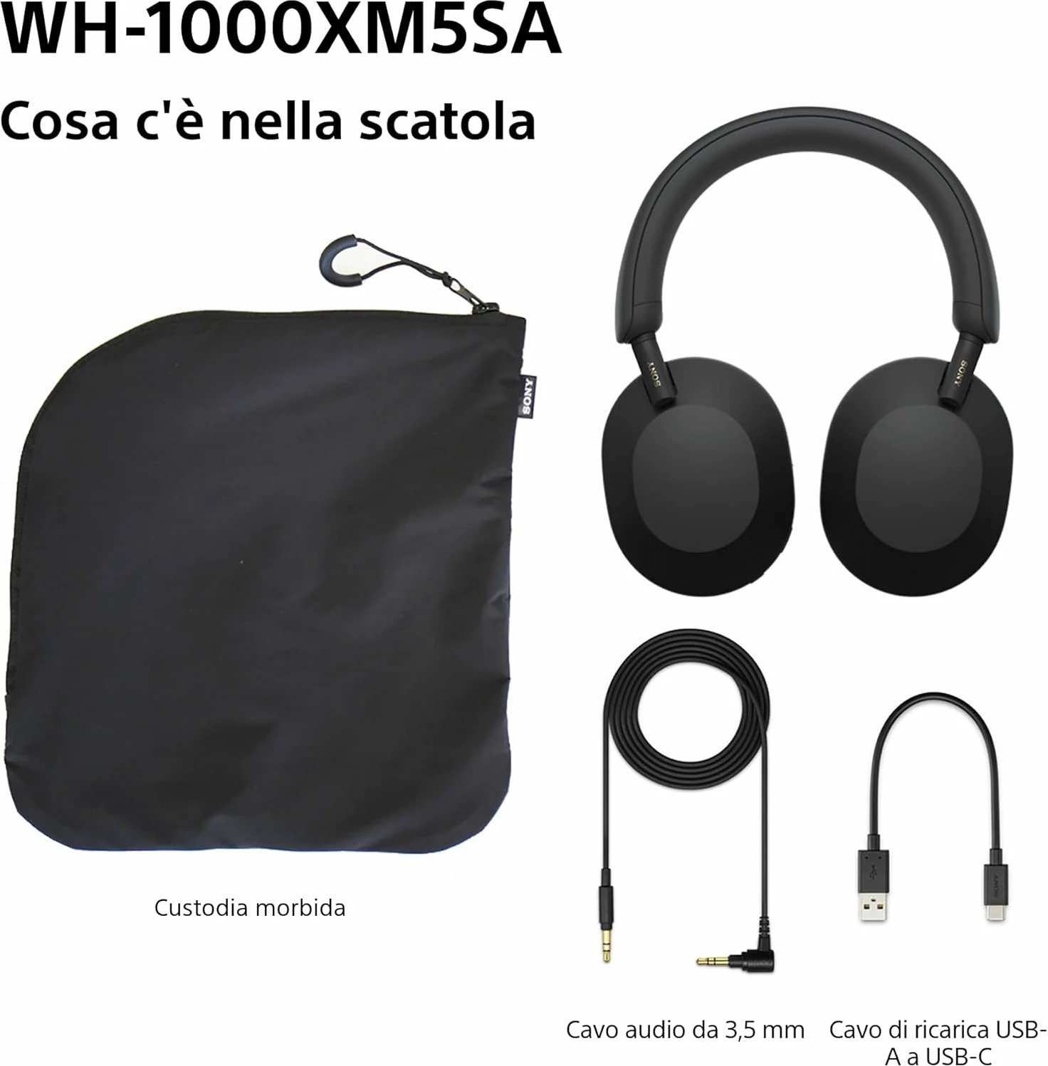 Kufje Sony WH-1000XM5SA wireless, noise cancelling, Alexa/Google/Siri, e zezë