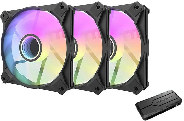 Set ventilatorë kompjuteri Darkflash INF8 3in1, 120x120, ARGB, zi