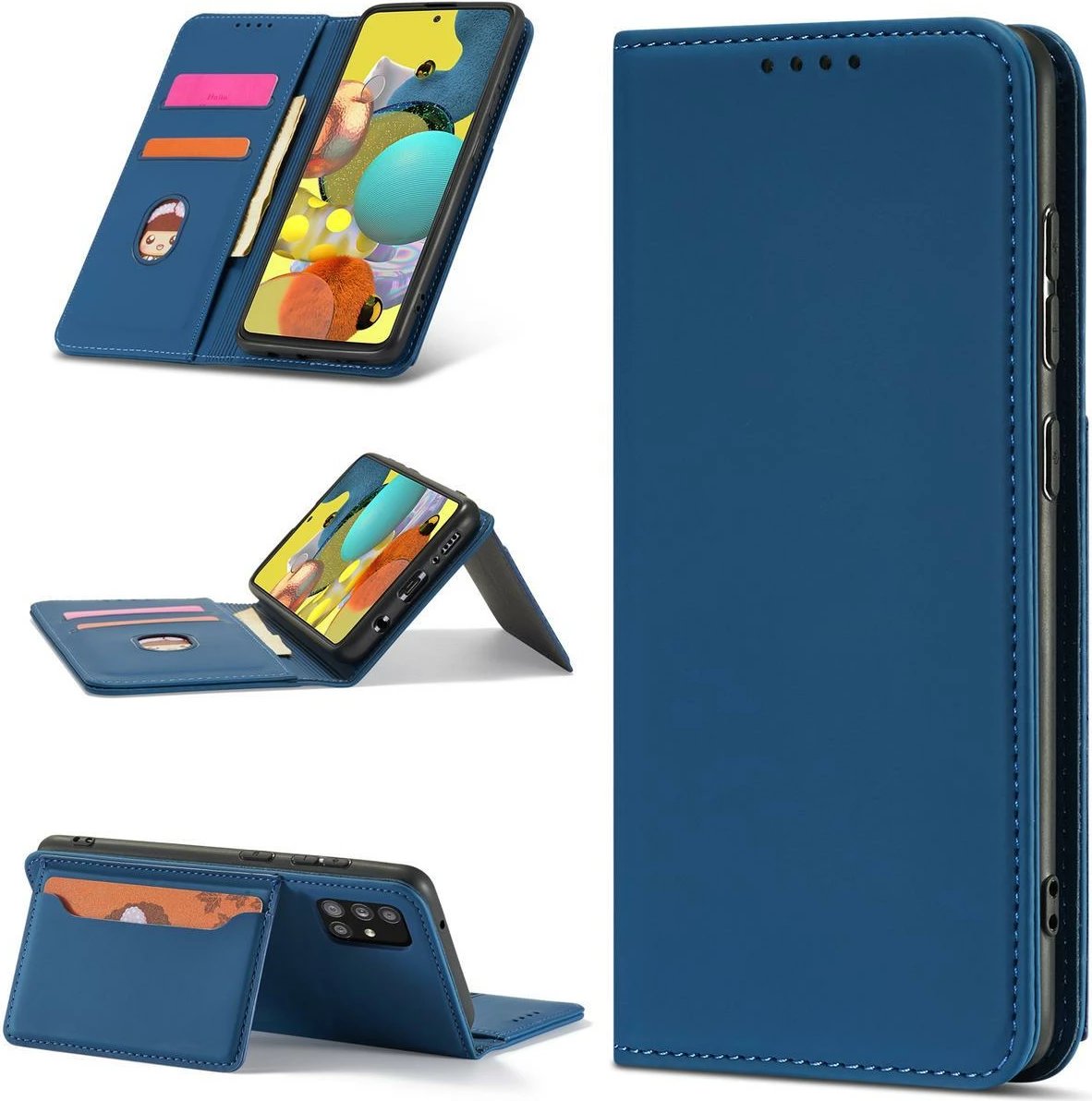 Mbështjellës Hurtel Magnet Card Case për Samsung Galaxy A13 5G, me kapak, portofol dhe mbajtëse, Kaltër