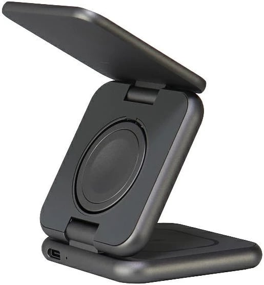 Karikues magnetik 3-në-1 Audi, palosshëm, USB-C, 15W, metalik, gri