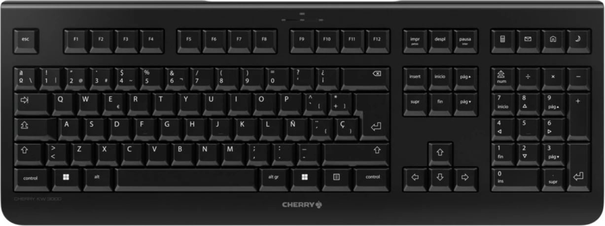 Tastierë Cherry KW 3000, Full-size, Wireless, QWERTY, E zezë