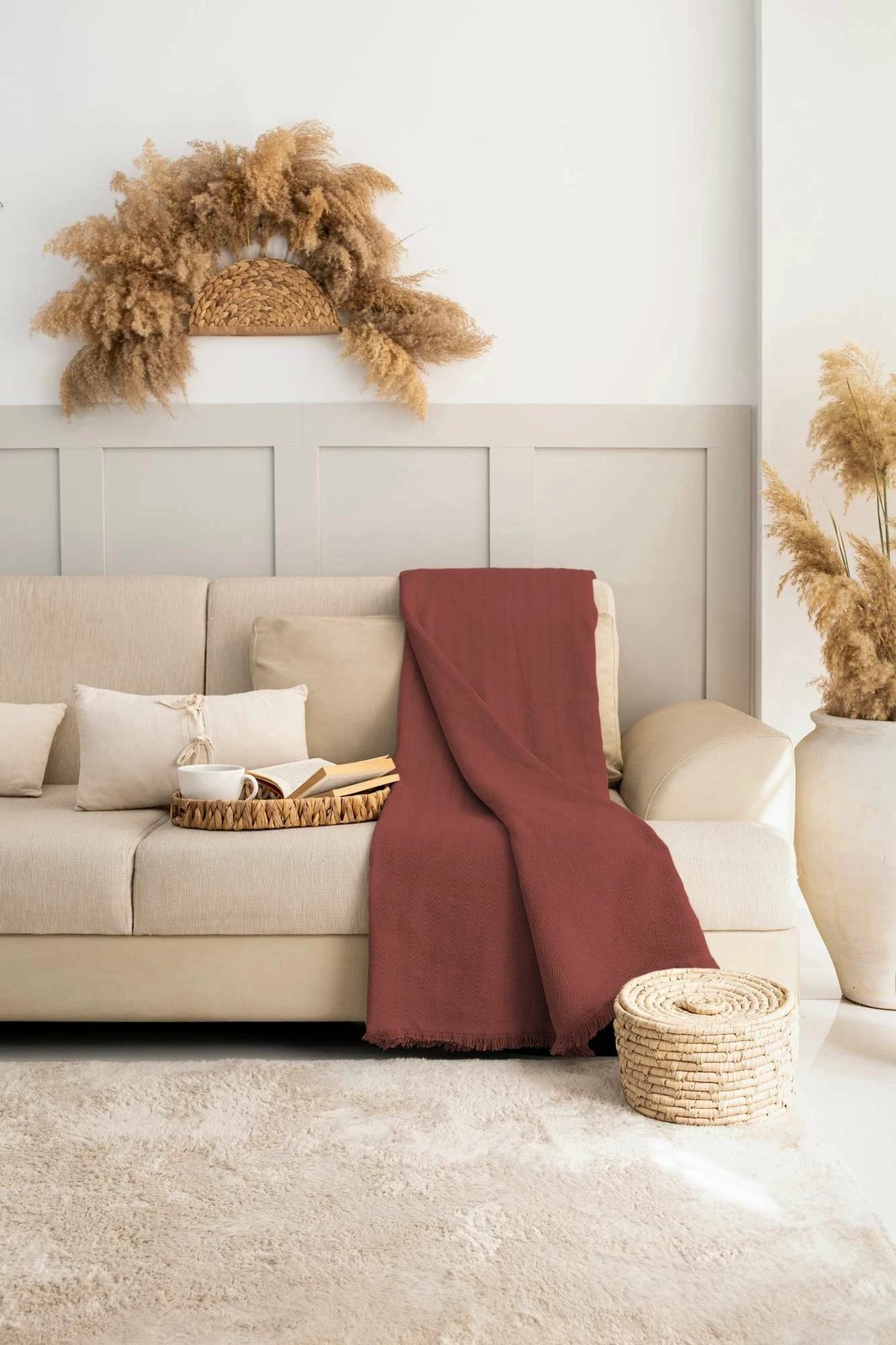 Mbulesë divani L'essentiel, ngjyrë e kuqe kafe, Rio