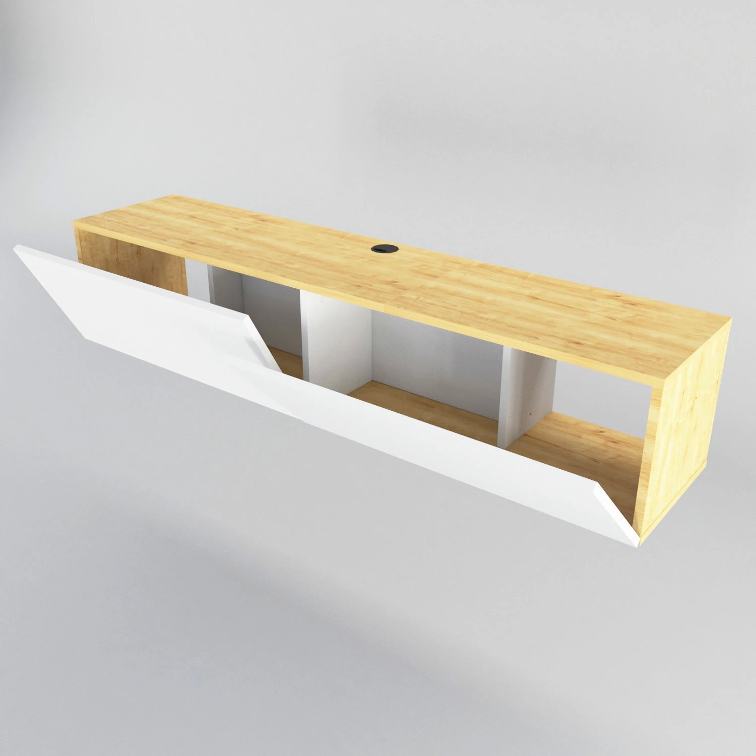 Komodë televizori Hanah Home, ngjyrë e bardhë dhe sapphire, Poling