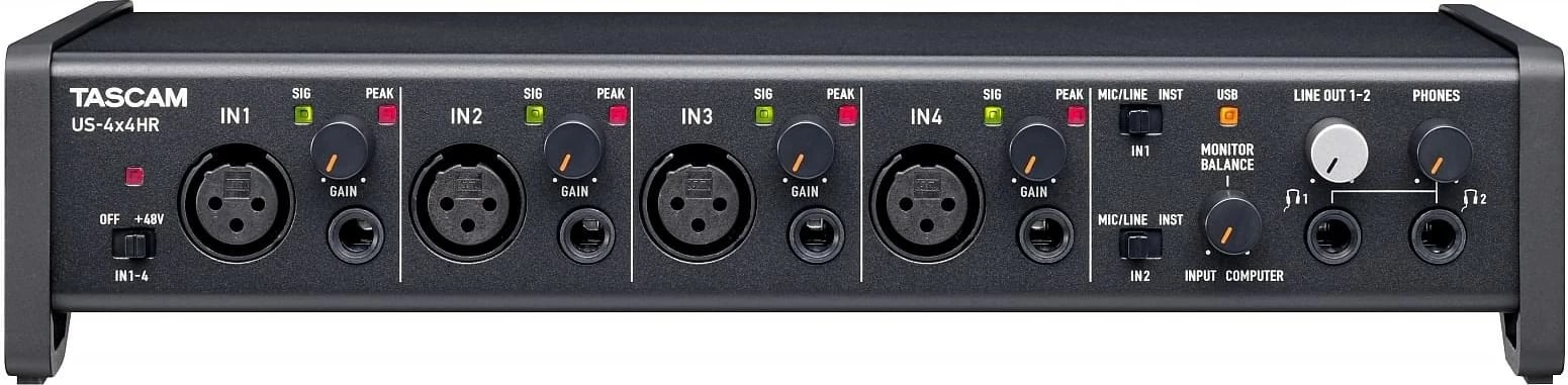 Audio interface TASCAM US-4X4HR, 4 hyrje XLR, USB, i zi