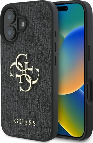 Mbështjellës Guess 4G Big Logo për iPhone 16, 6.1", i zi