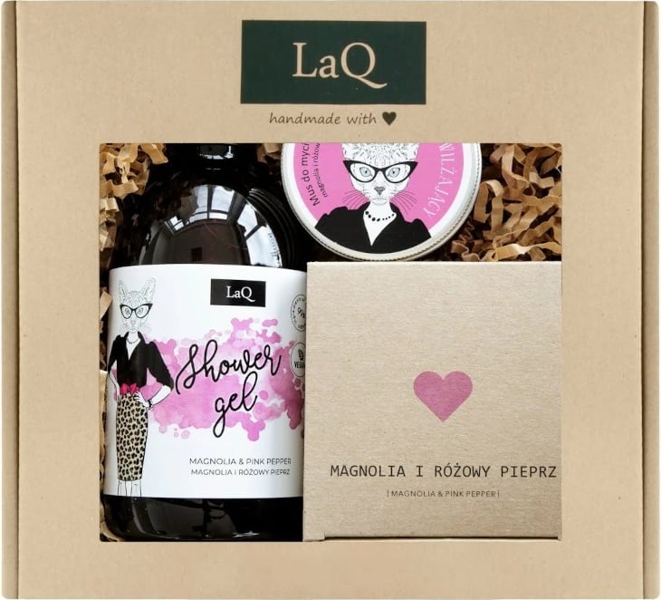 Set për kujdes trupit dhe fytyrës LaQ Kicia Magnolia për femra 500ml+200ml+40g