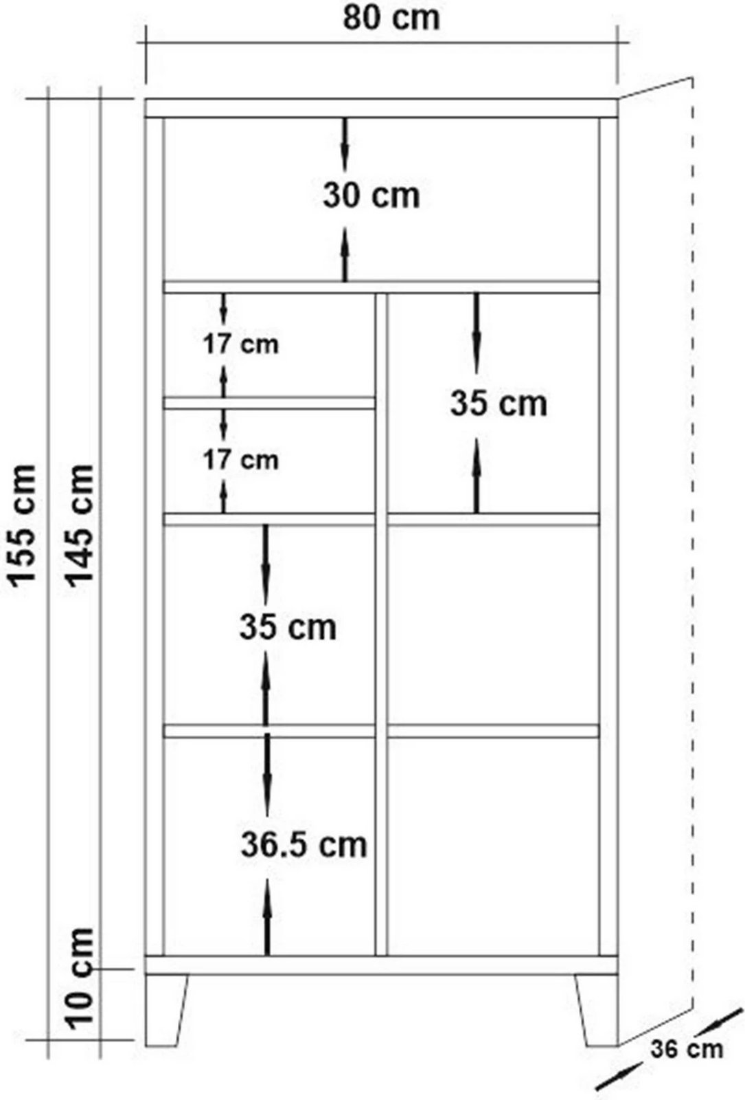 Raft librash Hanah Home, Marina Flora, ngjyrë pishë Atlantike, 80x155x36cm