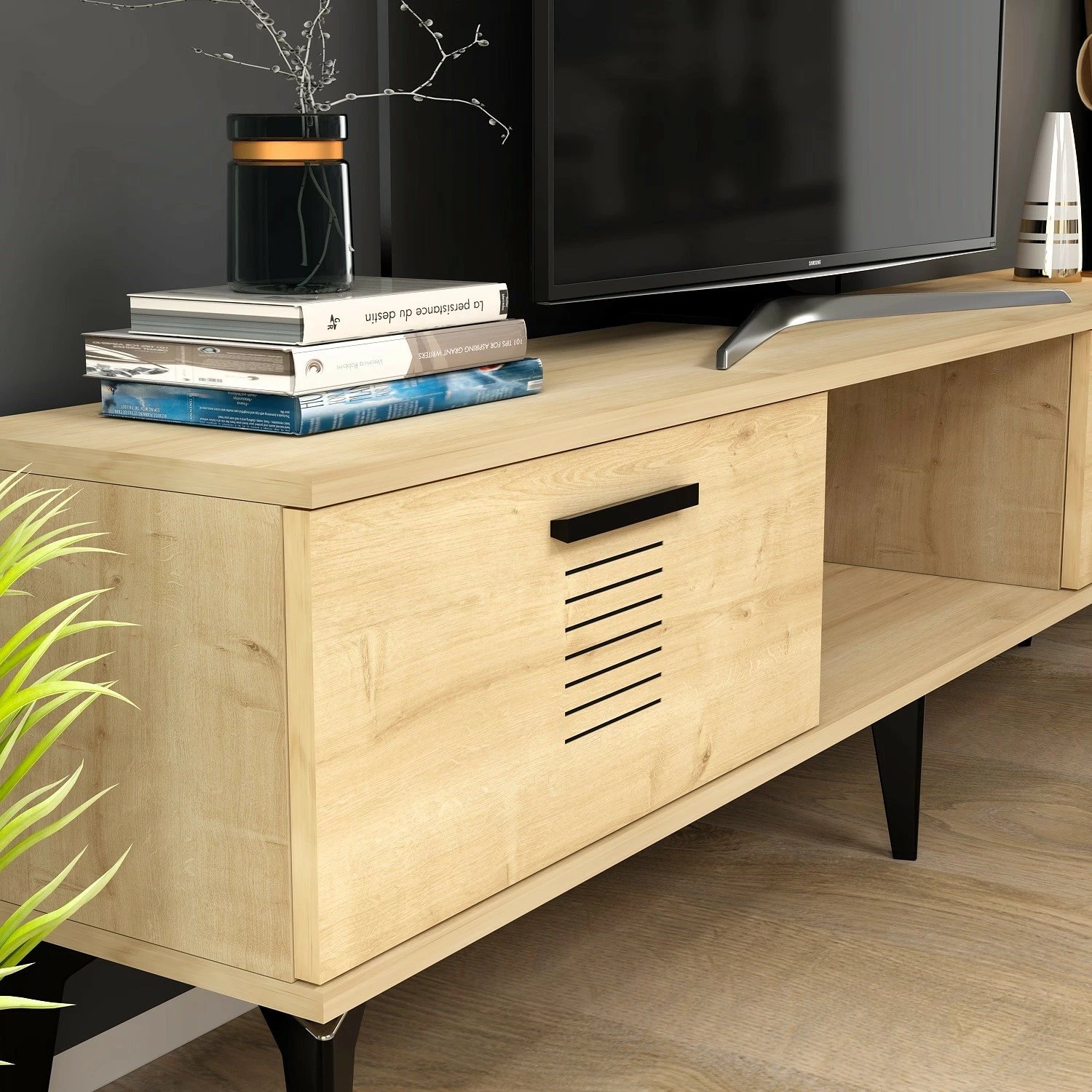 Komodë TV Hanah Home, Asimo, ngjyrë lisi Sapphire Oak