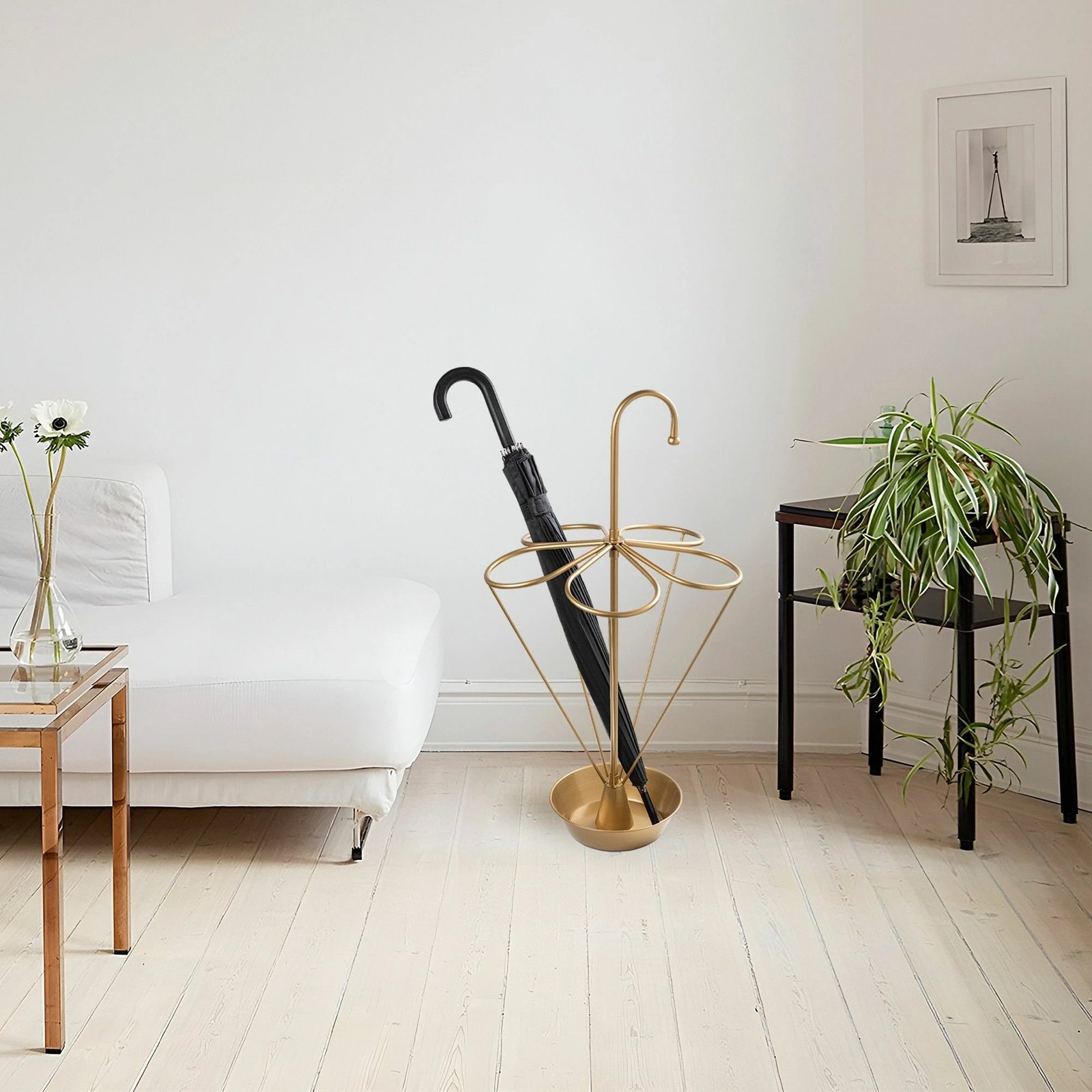 Stendë për ombrella, metalike, ngjyrë ari, Evila Originals, 40x40x76cm