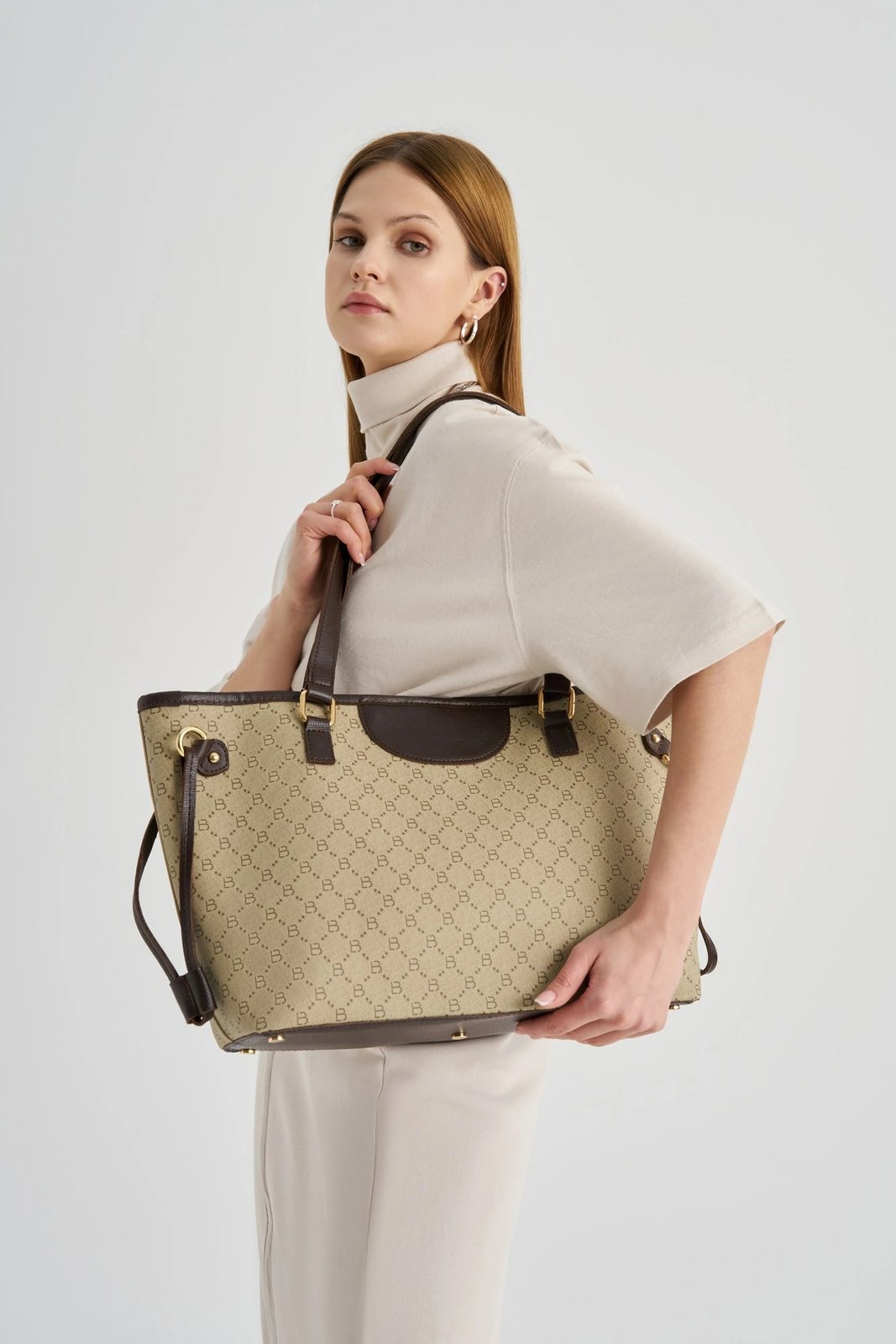 Tote bag Lucky Bees, krem, kafe, 355 v2