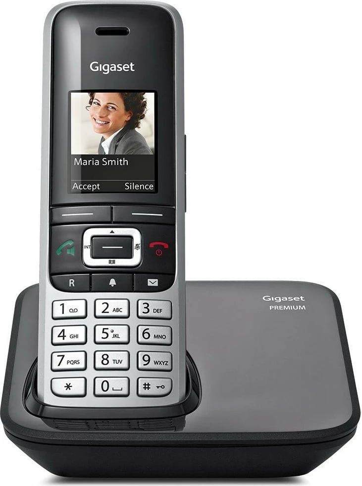 Telefon fiks pa kabllo Gigaset Premium 100, i zi/argjendtë
