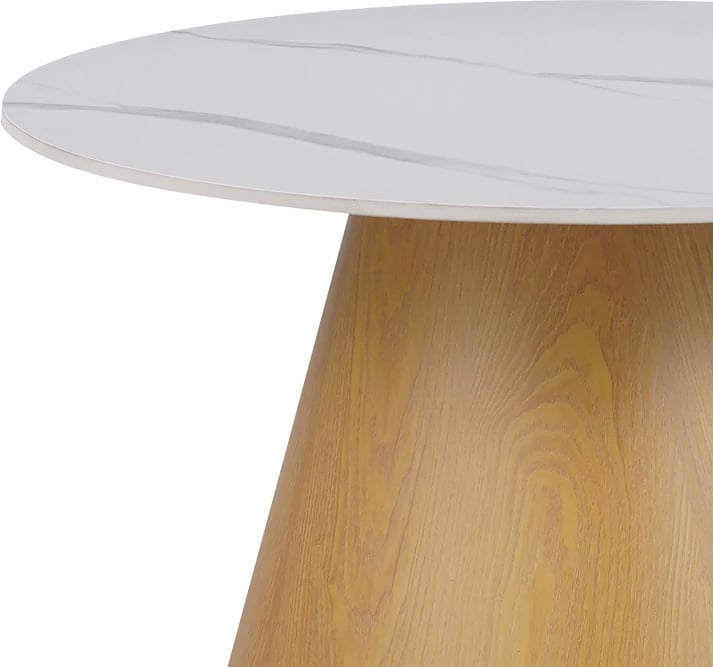 Tavolinë kafeje Soleire, gur i sinterizuar, ngjyrë mermeri e bardhë, D70x40cm