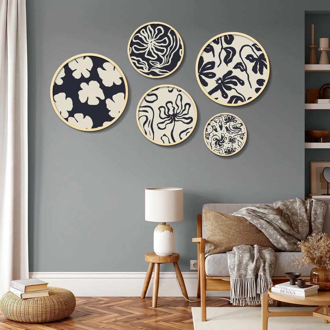 Set pikturash dekorative me kornizë MDF (5 copë), Wallity, Yats-05