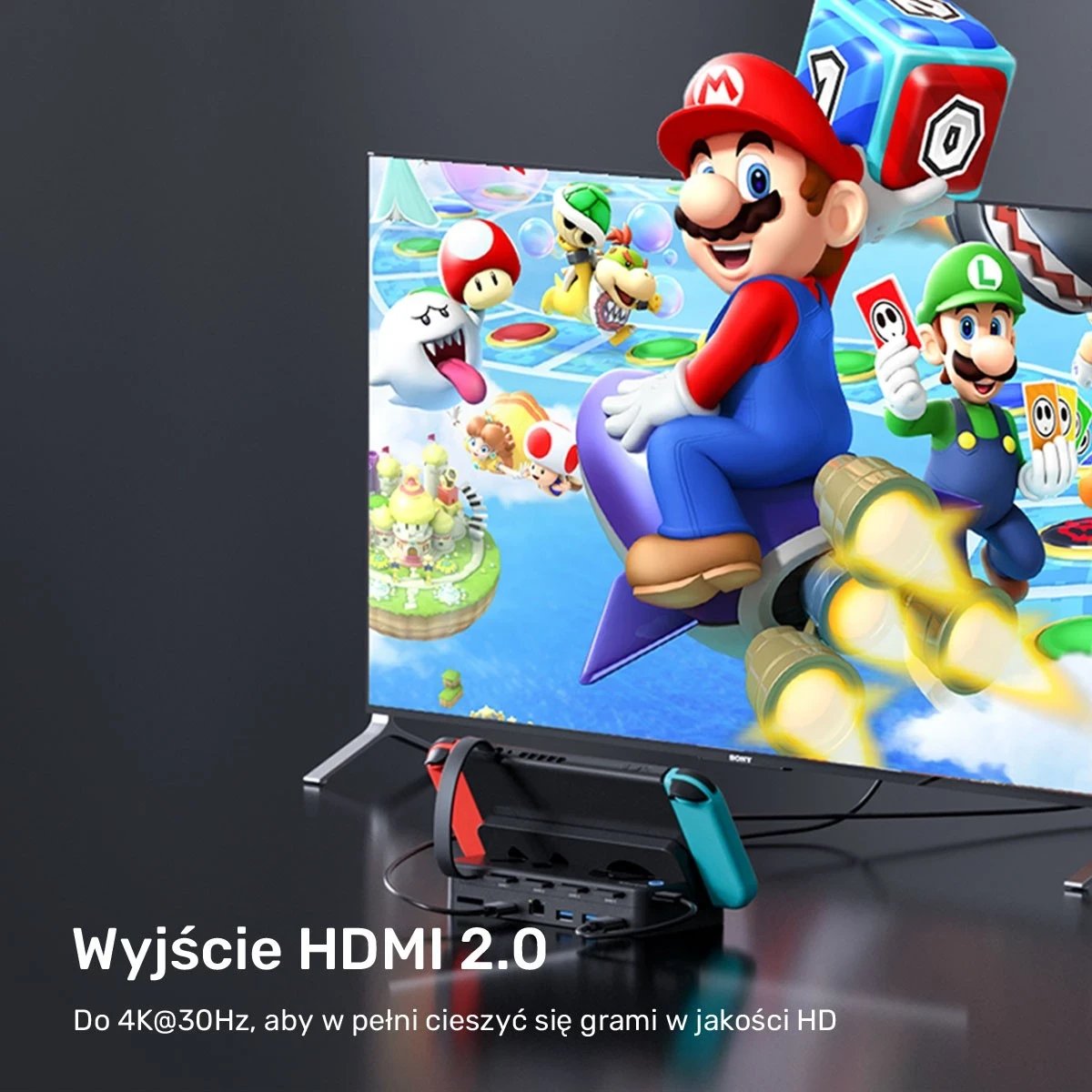 Stacioni i dokimit për Nintendo Switch Unitek, 100W 4K, i zi Stacioni i dokimit për Nintendo Switch Unitek, 100W 4K, i zi