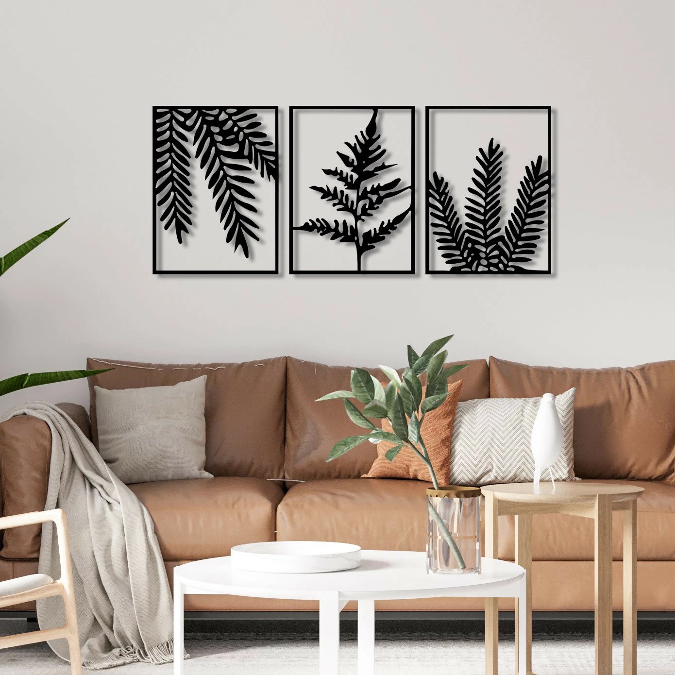 Aksesor dekorativ metalik për mur, Wallity Yakomoz, set prej 3 pjesësh, ngjyrë e zezë, 118x50cm