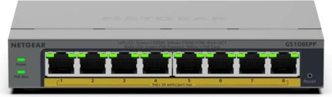 Switch Netgear GS108EPP-100EUS 8 porte 100Mbps gri